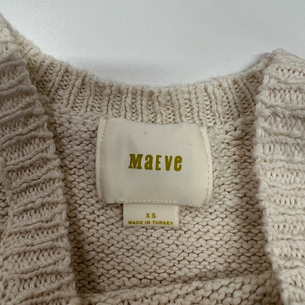 Anthropologie Maeve Cotton Knit Halter Cream Beige Tank Top XS - Picture 6 of 11